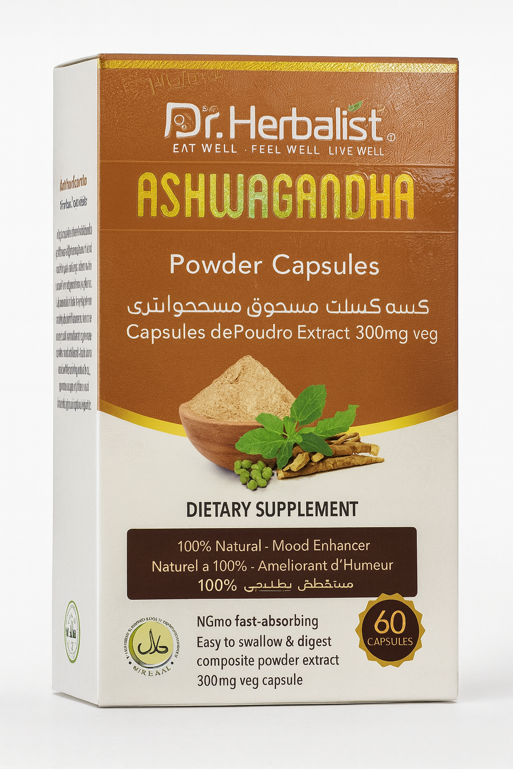 Dr. Herbalist Ashwagandha Powder Capsules – 60 Veg Caps (300mg)
