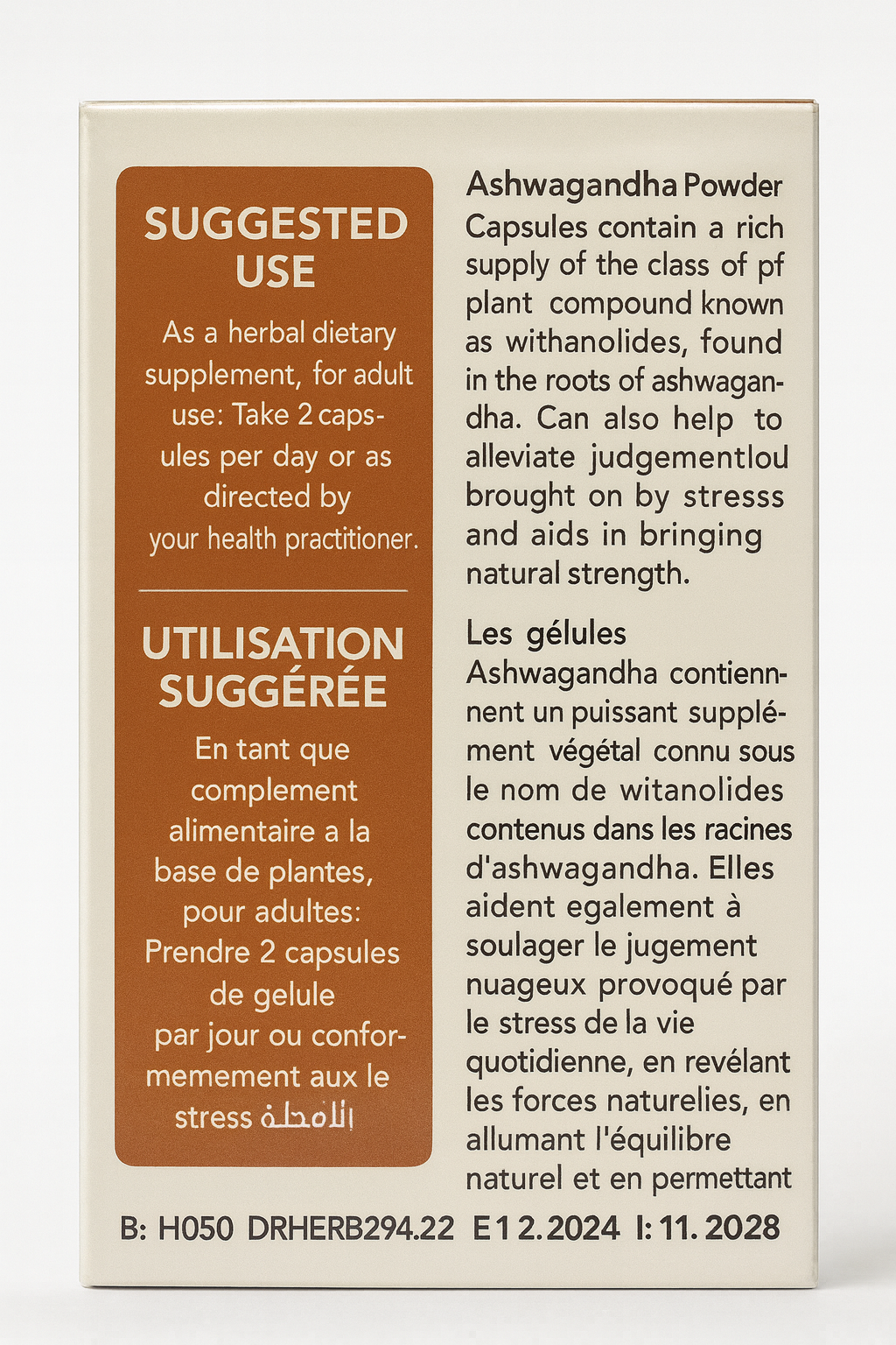Dr. Herbalist Ashwagandha Powder Capsules – 60 Veg Caps (300mg)