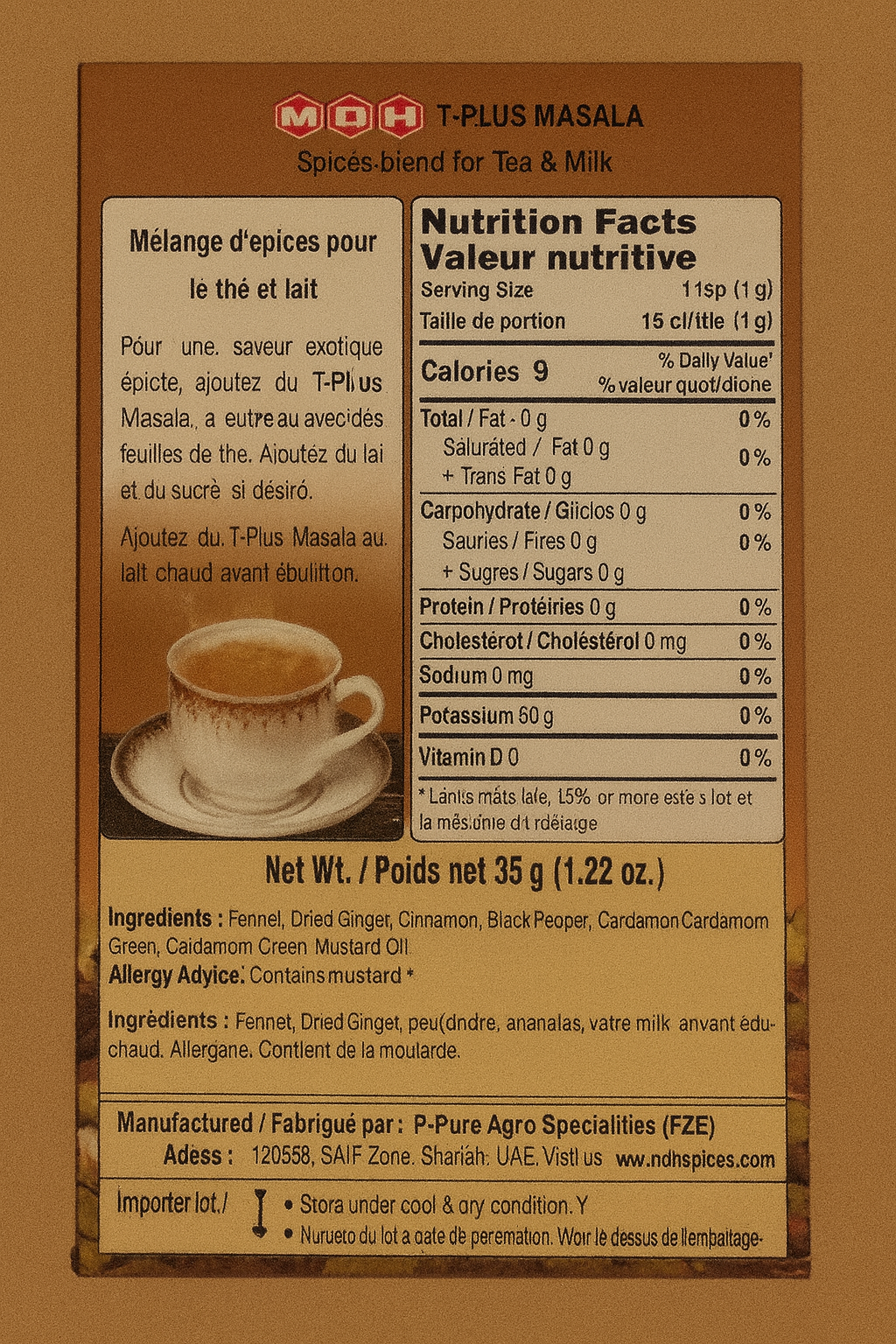 MDH T-Plus Masala Spices (blend for Tea & Milk)